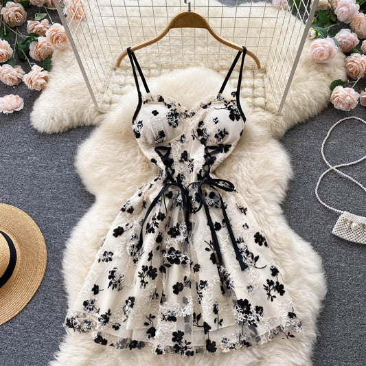 Süßes Tüll-Spitzen-Kurzballkleid Modekleid RF0035