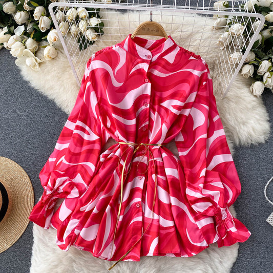 Süßes A-Linie Langarmkleid Modekleid RF0034