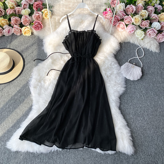 Schwarz-weißes Tüll-Kurzkleid, modisches Kleid RF0028