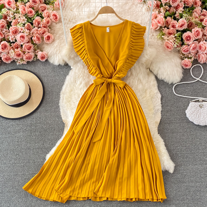 Einfaches V-Ausschnitt Chiffon Kurzes Kleid Modekleid RF0027