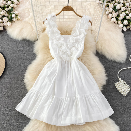 Weißes A-Linien-Kurzkleid Fashion Dress RF0023