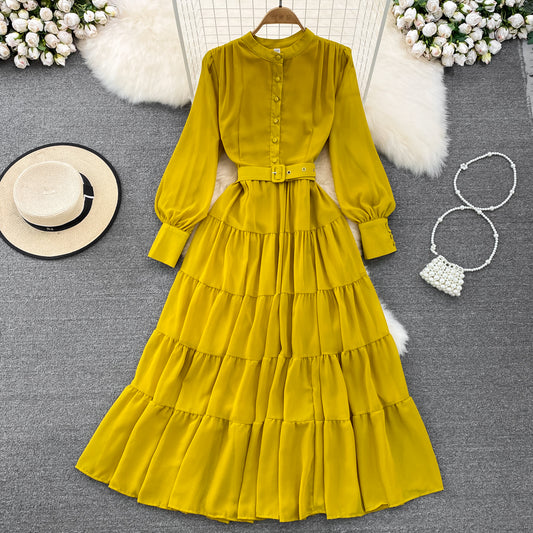 Süße Chiffon Langarm Kleider, A-Linie Mode Mädchen Kleider RF0019