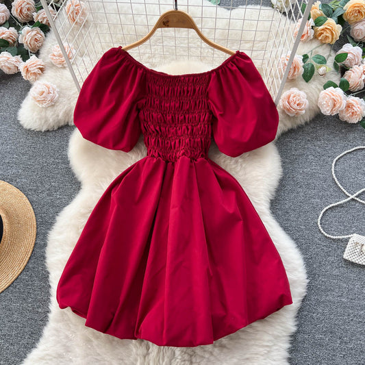 Süßes Puffärmelkleid, A-Linie Fashion Girl Kleid RF0014