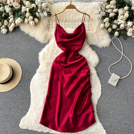 Einfache Satinkleider, Modekleid RF0010