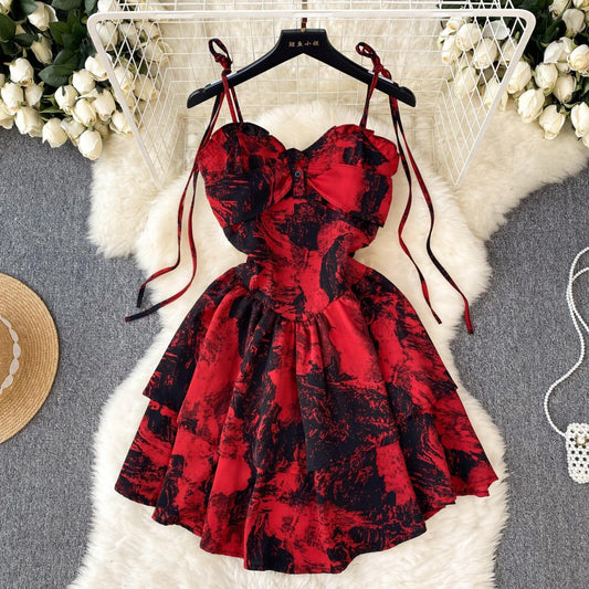 Rotes A-Linien-Kurzkleid, Modekleid RF0008