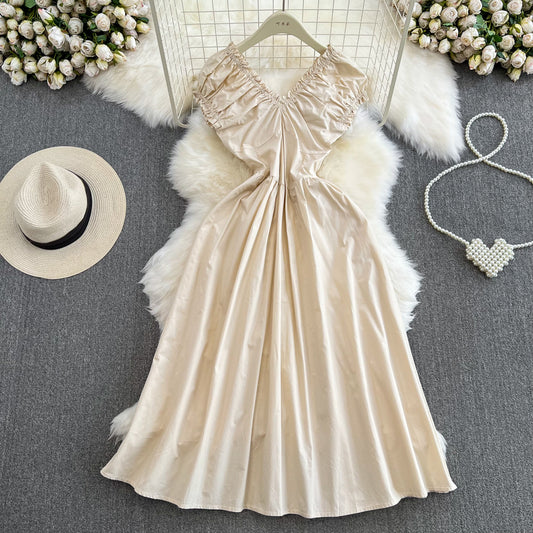 Süßes V-Ausschnitt Kleid, Modekleid RF0007