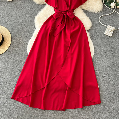 Süßes V-Ausschnitt Kleid, A-Linien Modekleid RF0006