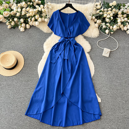 Süßes V-Ausschnitt Kleid, A-Linien Modekleid RF0006