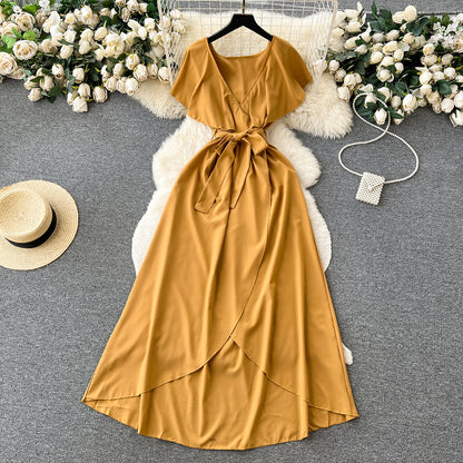 Süßes V-Ausschnitt Kleid, A-Linien Modekleid RF0006