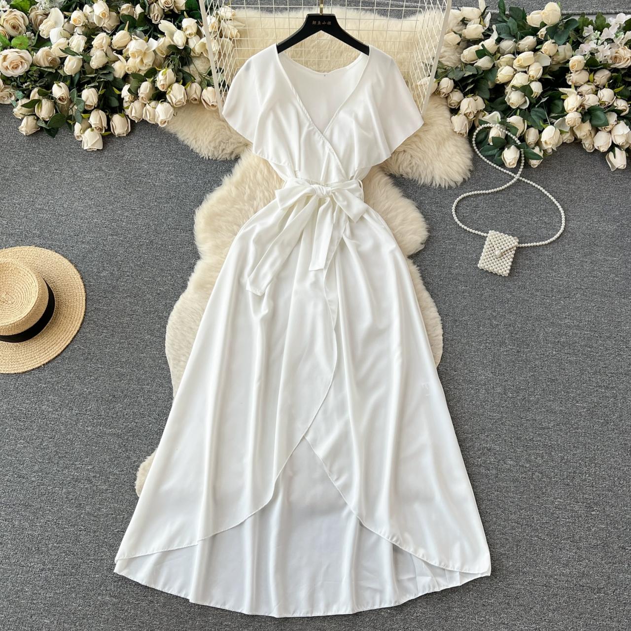 Süßes V-Ausschnitt Kleid, A-Linien Modekleid RF0006