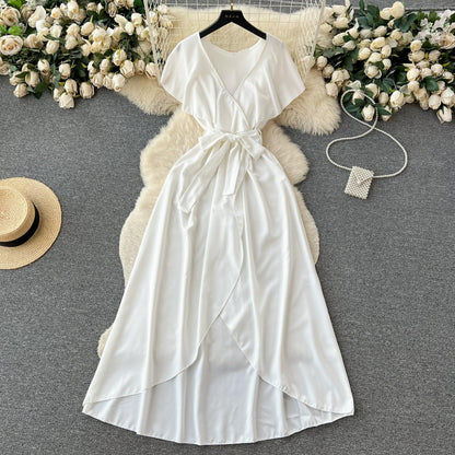 Süßes V-Ausschnitt Kleid, A-Linien Modekleid RF0006