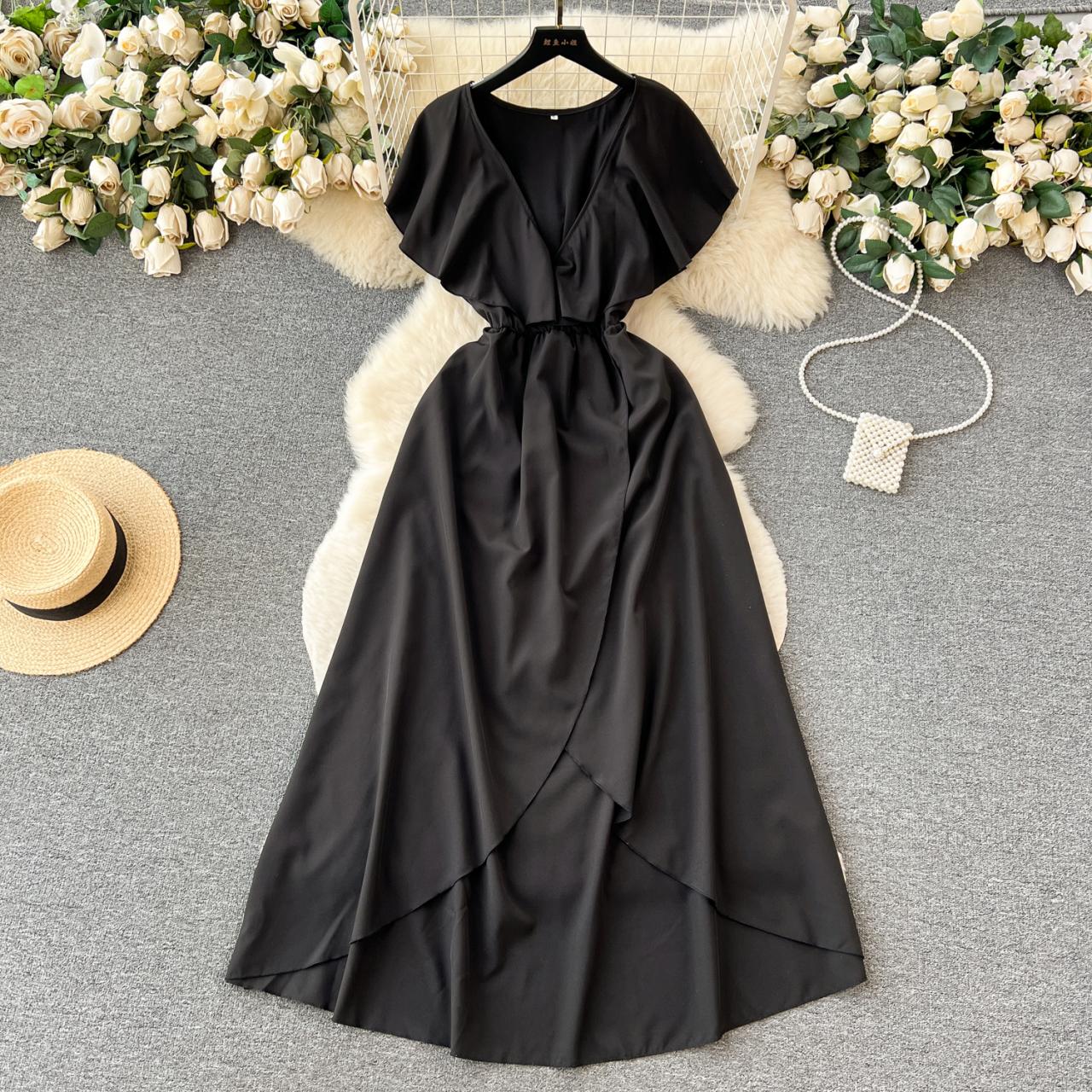 Süßes V-Ausschnitt Kleid, A-Linien Modekleid RF0006