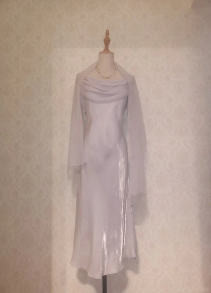Modest Mermaid Mermaid Spaghetti Strap Lilac TeaLength Spring Summer Event Outfits Wedding Guest Dresses RB3205