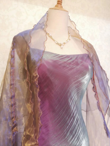 Vintage Mermaid High Neck 1950s With Cape Event Birthday Dress Sleeveless Evening Prom Formal Dresses RB3213