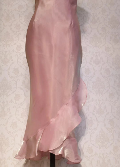 Modeste Robe de Soirée Mi-Longue Rose Poudré à Bretelles Fines pour le Printemps et l'Été, Tenues d'Invitées de Mariage RB3208