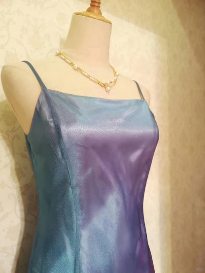Vintage Prom Dresses 70s A Line Spaghetti Straps Lavender Sleeveless Evening Formal Outfits RB4317