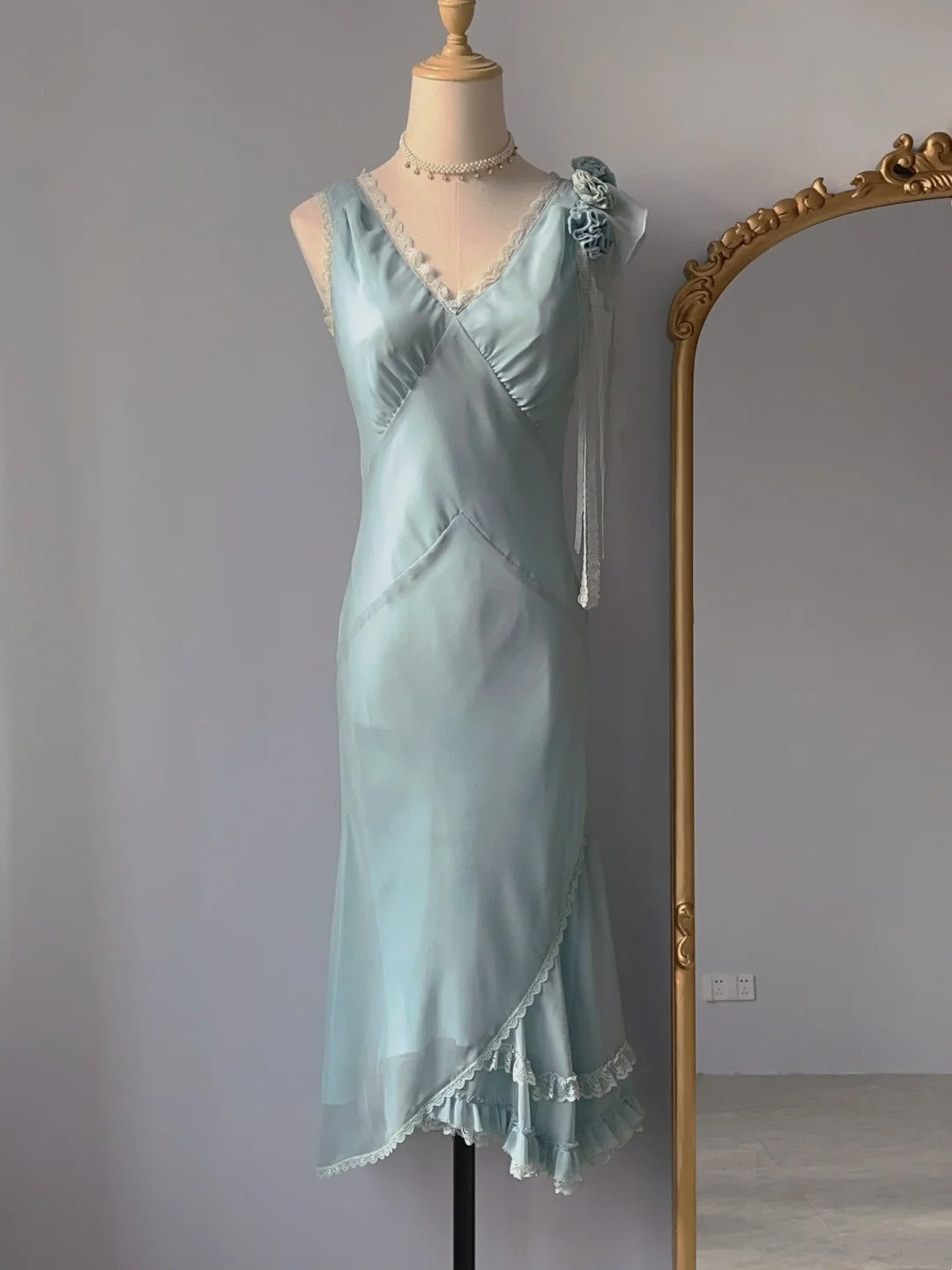 Robes de soirée pour femme, Modeste, sirène, col en V, longueur thé, printemps, été, Robes d'invitées de mariage RB3221