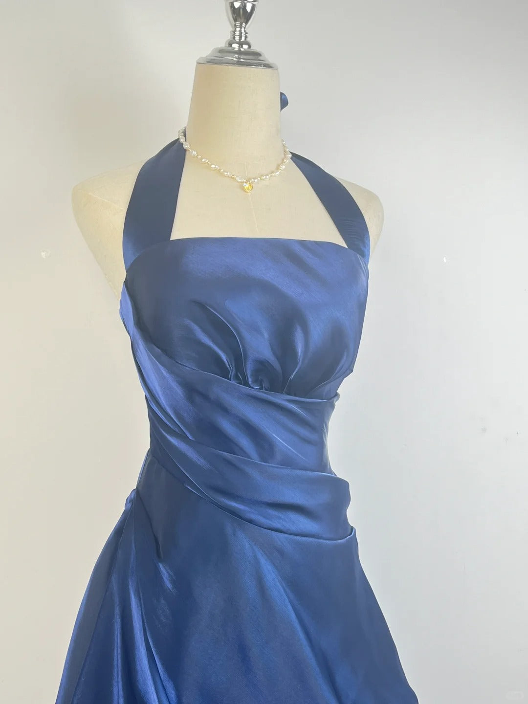 Vintage Ball Gown Halter Sleeveless Navy Blue 18th Birthday Dress Short Homecoming Dresses N4758