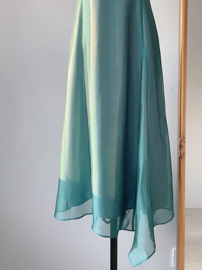 Robes de mariée pour invitées, coupes modestes, ligne A, licou, sans manches, mi-longues, en mousseline, pour événements printemps-été RB3243