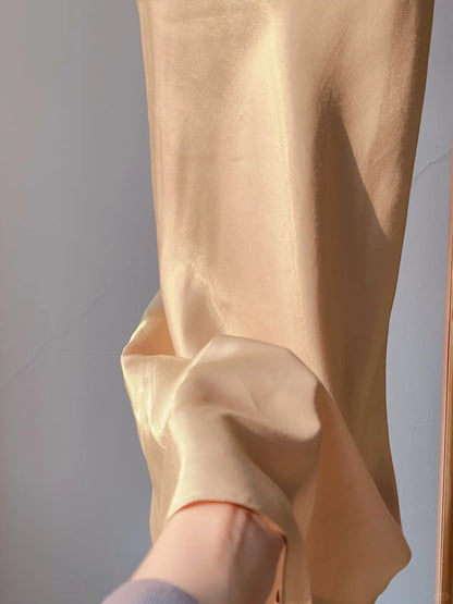 Vintage Abschlussballkleider 90er Meerjungfrau Wasserfallausschnitt Gold mit Rüschen Ärmellos Lange Abendgarderobe Formelle Outfits RB4253