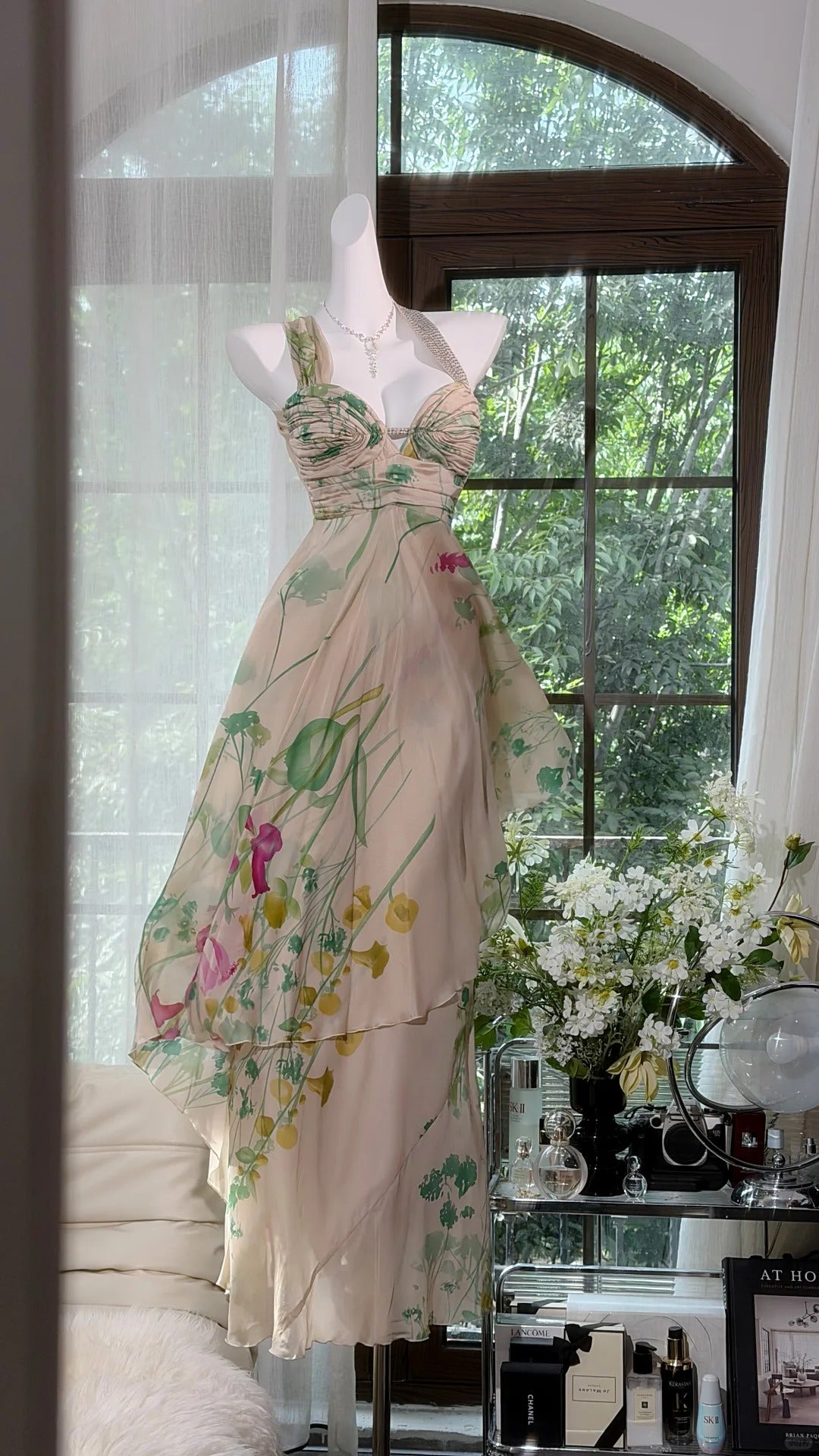 Classic A line Halter Champagne Chiffon Floor Length Prom Dresses Inspo Formal Outfits RB4510