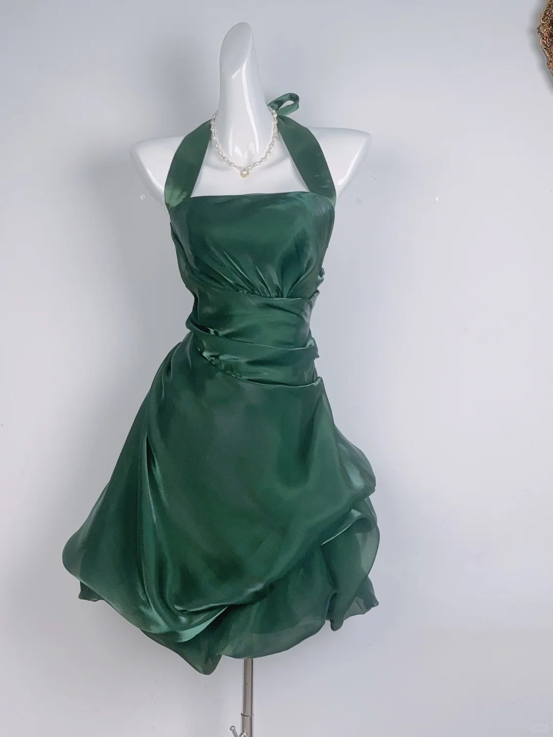 Ball Gown Halter Sleeveless Green 16th Birthday Dress Short Homecoming Dresses N4757