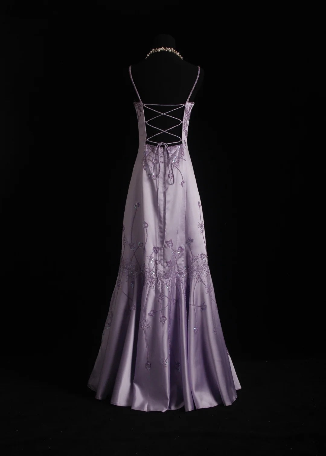 Vintage Prom Dresses 90s Mermaid Spaghetti Strap Lilac Satin Backless Long With Beading Evening Formal Outfits RB5144