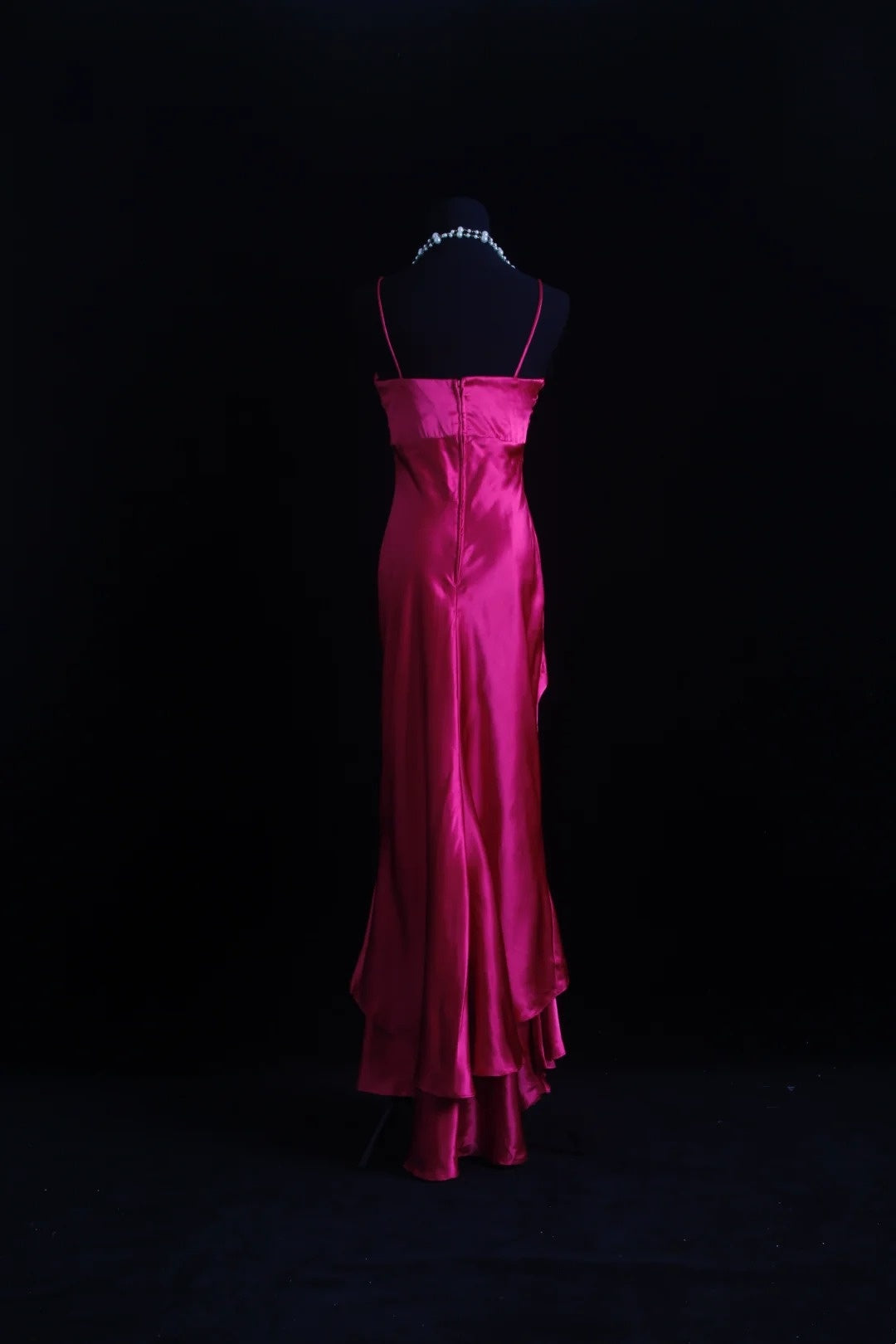 Robes de bal longues fuchsia roses licou asymétrique coupe basse style rétro Robes de soirée habillées RB3944