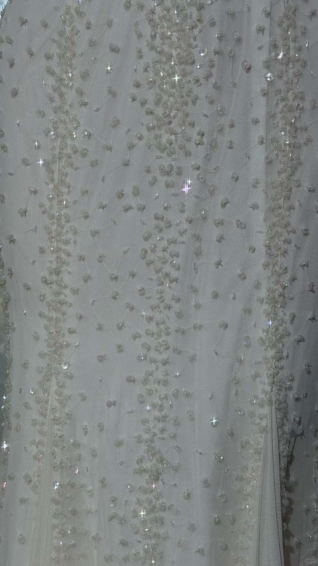 Robes de Bal Sirène Modestes Dos Nu en Mousseline Blanche avec Perles, Robes de Soirée Longues N3528